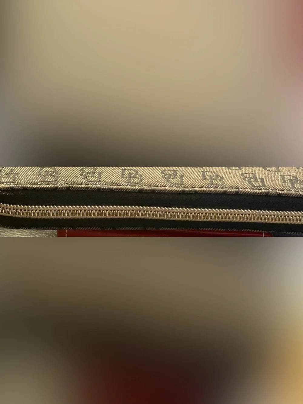 Dooney & Bourke Brown & Black Signature Zip Wallet